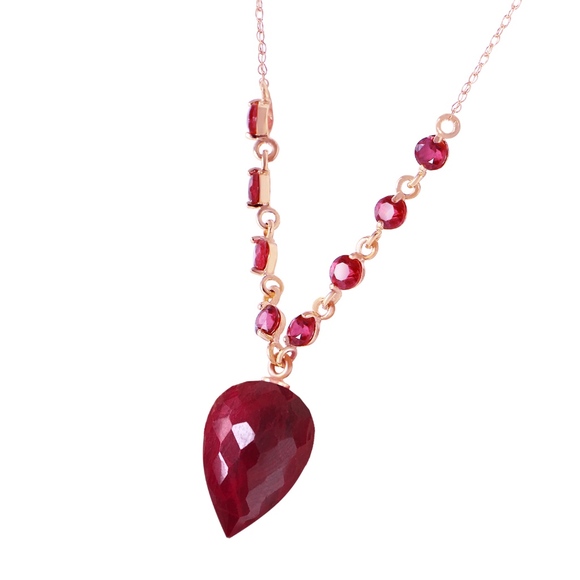 Galaxy Gold Products Jewelry - 14K. GOLD NECKLACE WITH POINTY BRIOLETTE DROP RUBY